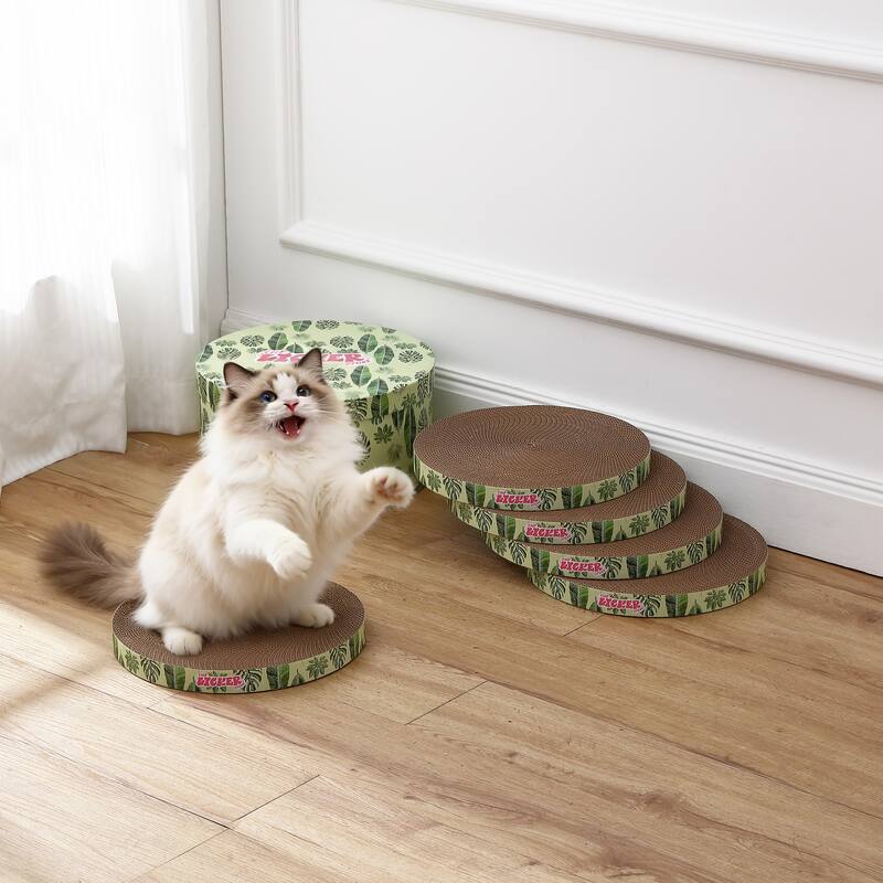 Kate 12" Cardboard Reversible Cat Scratcher Pad in Box with Catnip, (5-Pack)