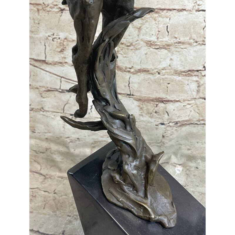 Elk Deer Caribou Stag Buck Jumping Bronze Statue Sculpture On Marble Base