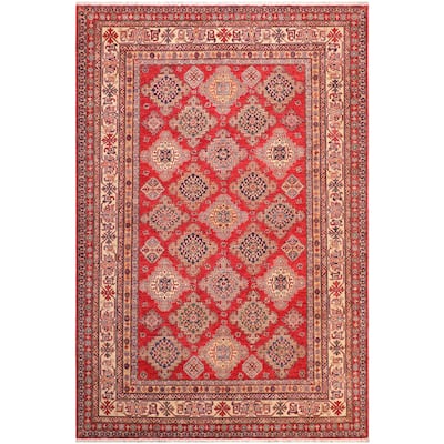 Tribal Super Kazak Briar Red/Beige Hand Knotted Wool Rug - 8'2'' x 10'0''