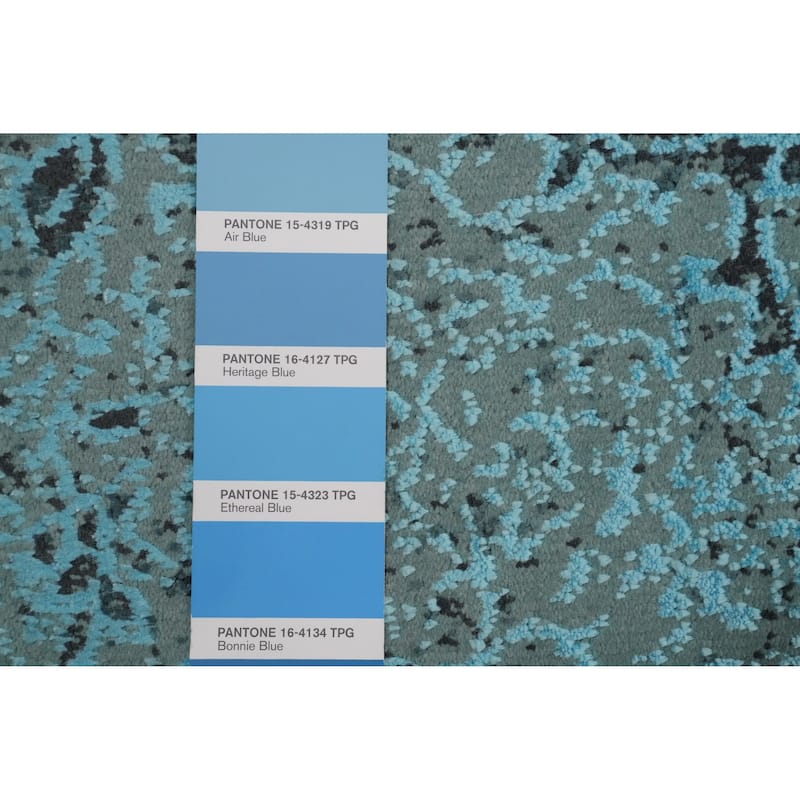 Machine Made Oriental Polyester Carpet Traditional Floral Navy Blue & Blues Agra Area Rug - 7' 5'' X 5' 2''