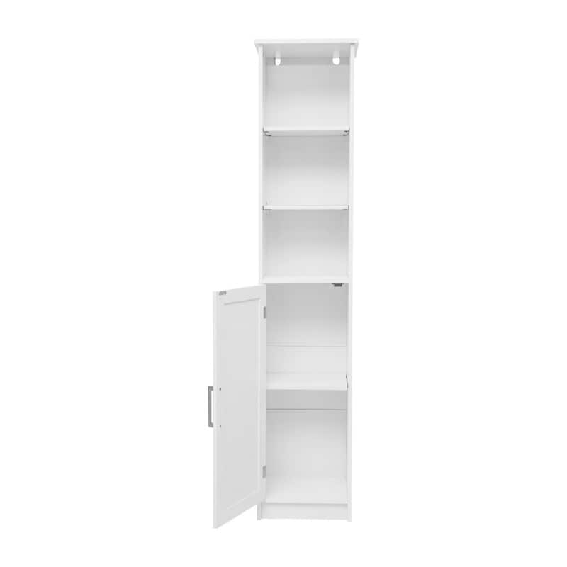 Modern Freestanding Linen Tower with Shelves and Magnetic Close Door