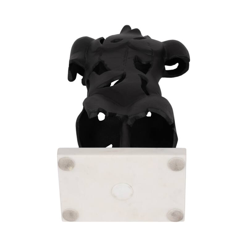 Sagebrook Home Metal Black Cracked Bust On Stand Figurine