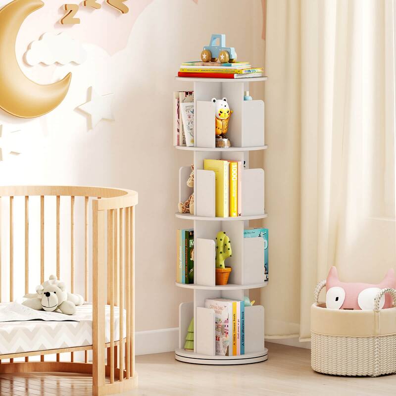 Costway 1/2 PCS 4-Tier Rotating Bookshelf 360° Display Rack with - See Details