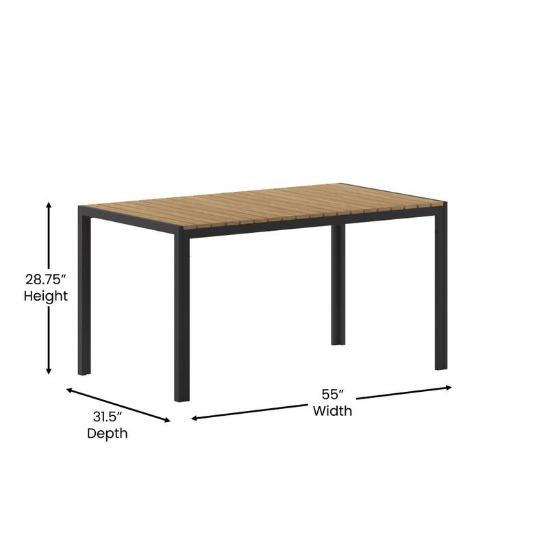 Commercial 55 x 31 Faux Teak Outdoor Patio Table