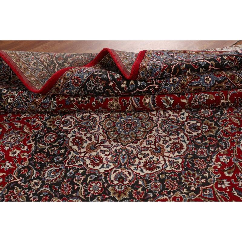 Red Traditional Kashan Turkish Rug Machine Made Oriental Carpet - 9'9" x 12'11"