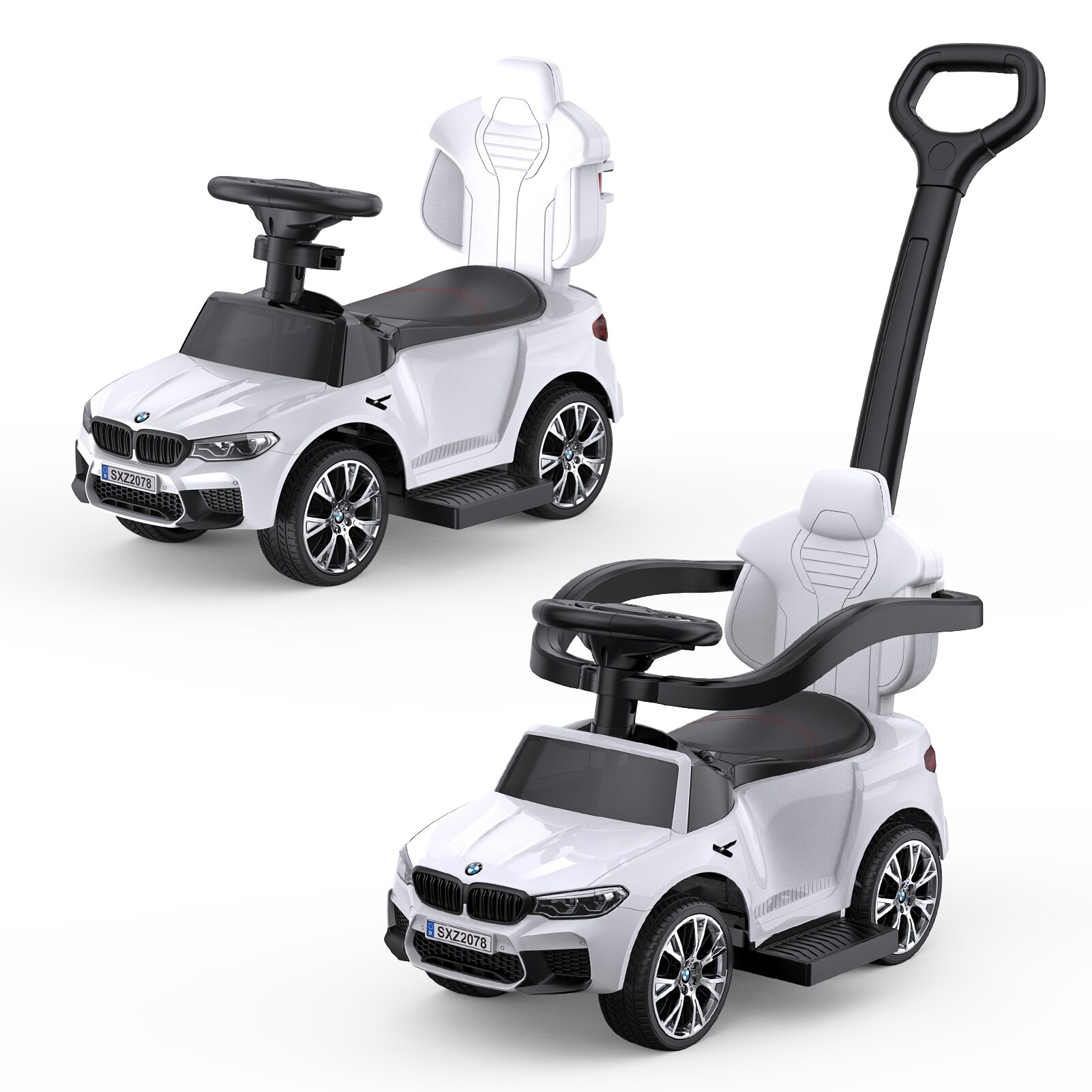 Ride On Push Car for Toddlers 1 3 Licensed BMW with Horn Handle White