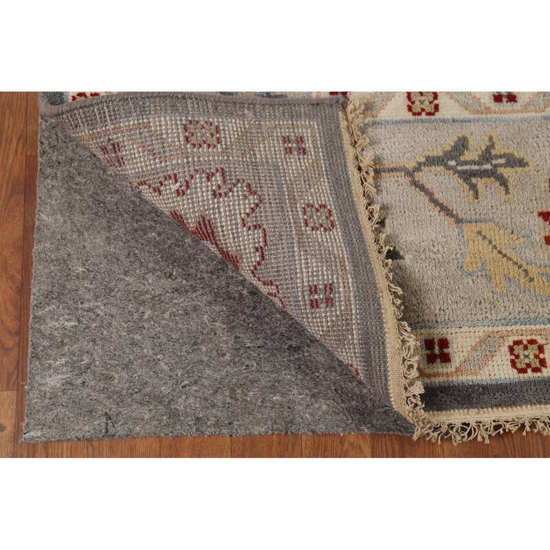 Gray Oushak Indian Rug Hand-Knotted Transitional Wool Carpet - 8'1"x 9'10"