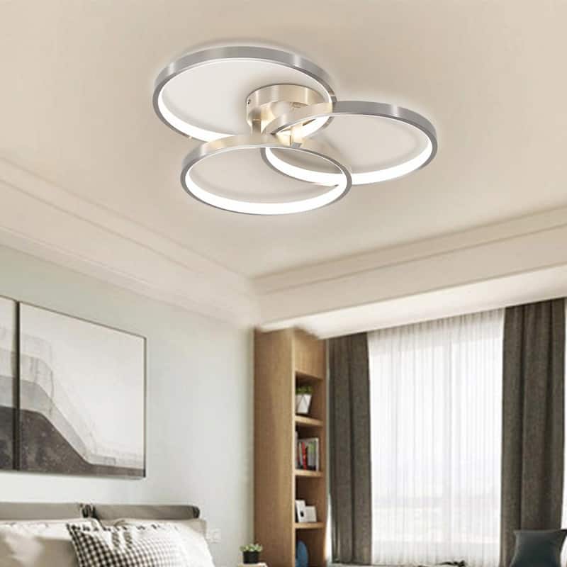 Contemporary Three-Ring Semi-Flush Mount Ceiling Lamp