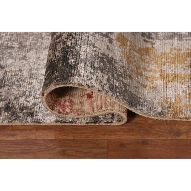 Multicolor Abstract Modern Area Rug Handmade Wool Carpet - 6'7" X 9'7"