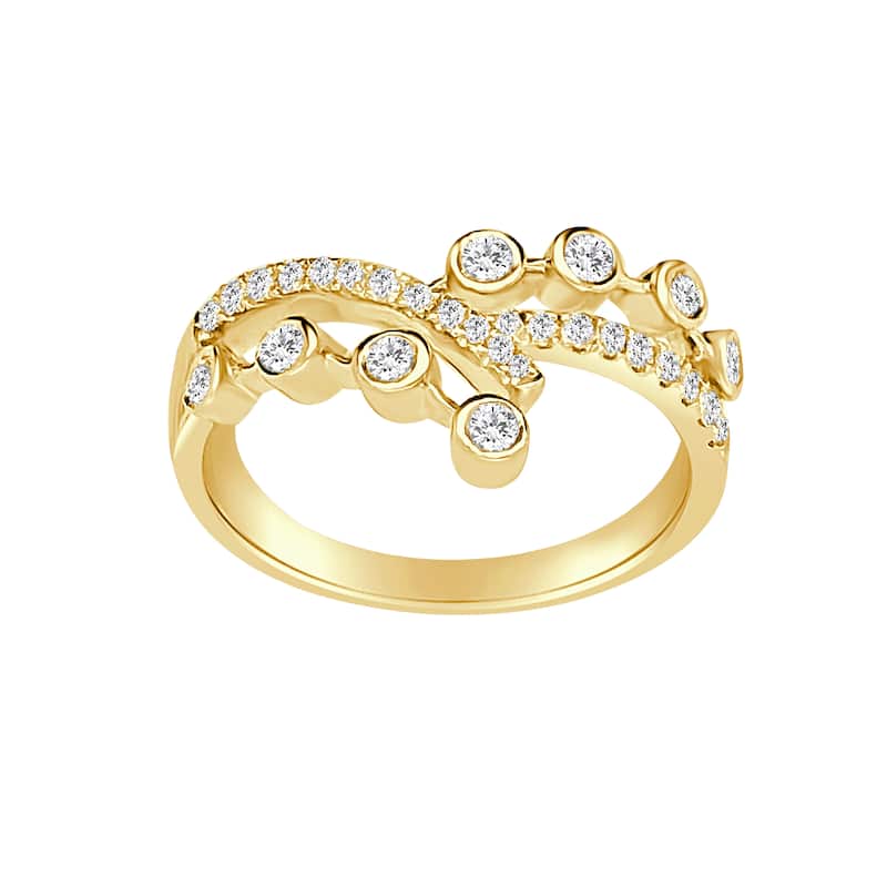 Auriya 14k Gold Lab Grown Round Diamond Bezel and Pavé Crossover Ring 1.92 ct. tw. (F-G, VS)