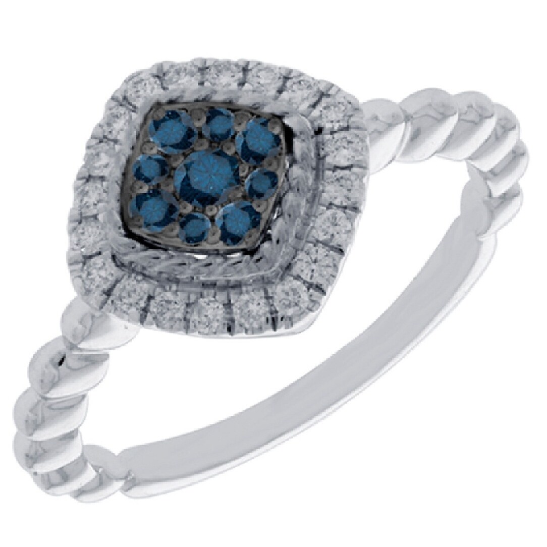 Shop Prism Jewel 14k Gold 1 3 Cttw Blue Color Diamond And White Diamond Cluster Ring G H Si1 Size 7 On Sale Overstock 30293451