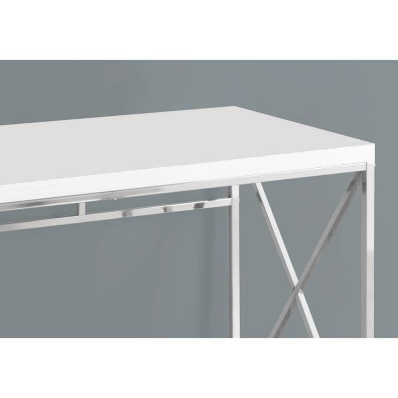 Wood Computer Desk with Silver Metal Base, Veneer Matte Finish
