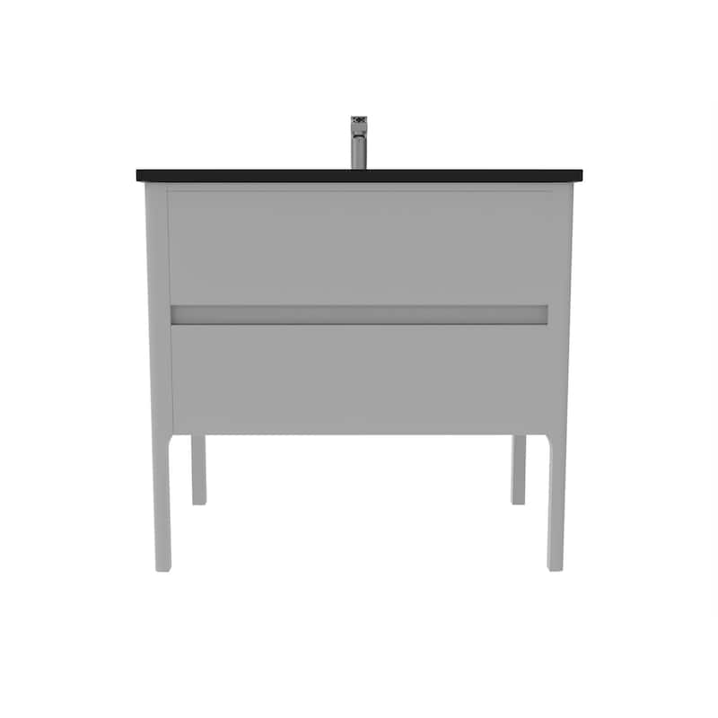 Serena 36" Bathroom Vanity Set - Black Top - Grey