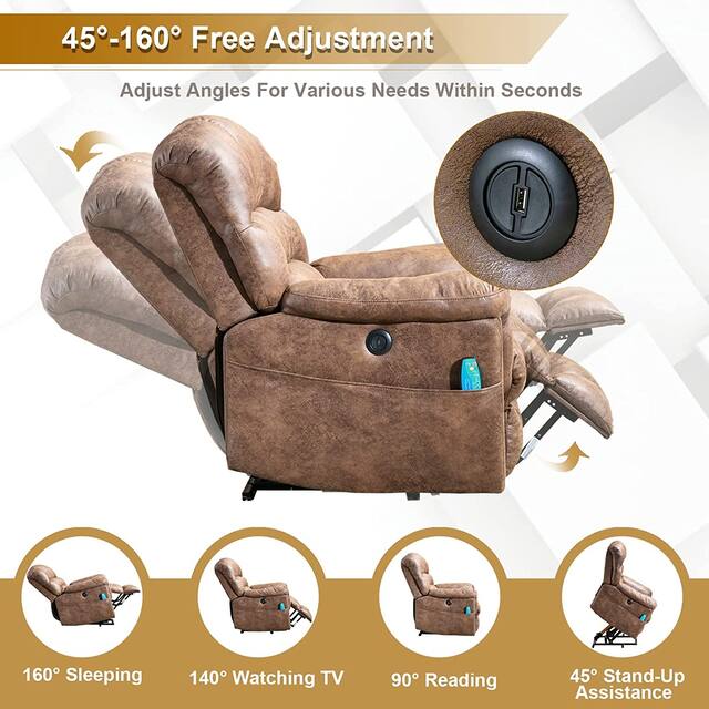 Super Soft Microsuede Power Lift Recliner Sofa with Massage Chair