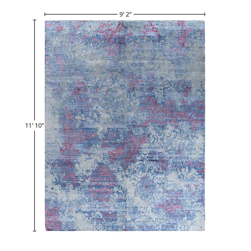 Modern One-of-a-Kind Hand-Knotted Area Rug - Gray, 9' 2" x 11' 10" - 9' 2" x 11' 10"