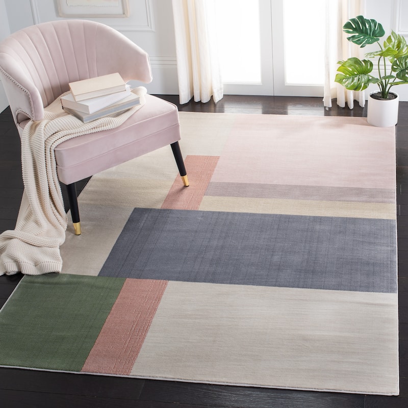 SAFAVIEH Orwell Vassie Mid-Century Modern Rug - 6'7" Square - Ivory/Charcoal