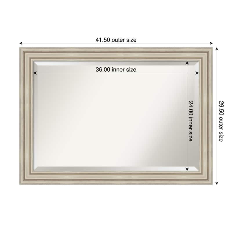 Sierra Beveled Wood Framed Bathroom Vanity Wall Mirror - 42 x 30 in - Sierra Silver