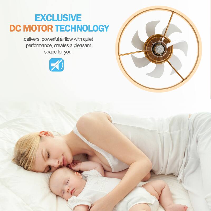 Oaks Aura Modern 20in. Low Profile Ceiling Fan with Light, 6-Speed Flush Mount Ceiling Fan, Smart App Remote Control For Bedroom