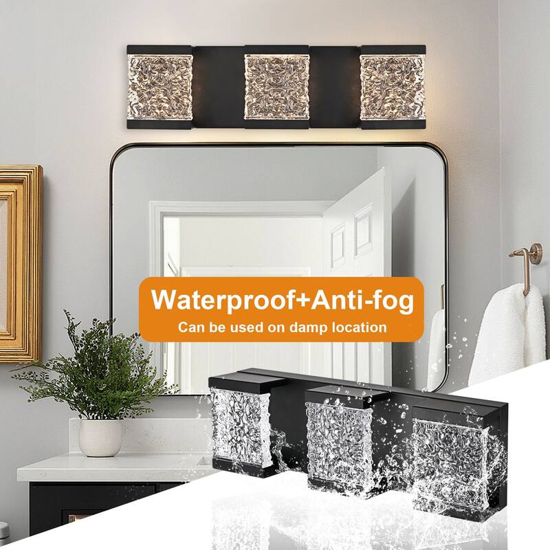 15" 3-Light LED Vanity Light with Crystal Glass