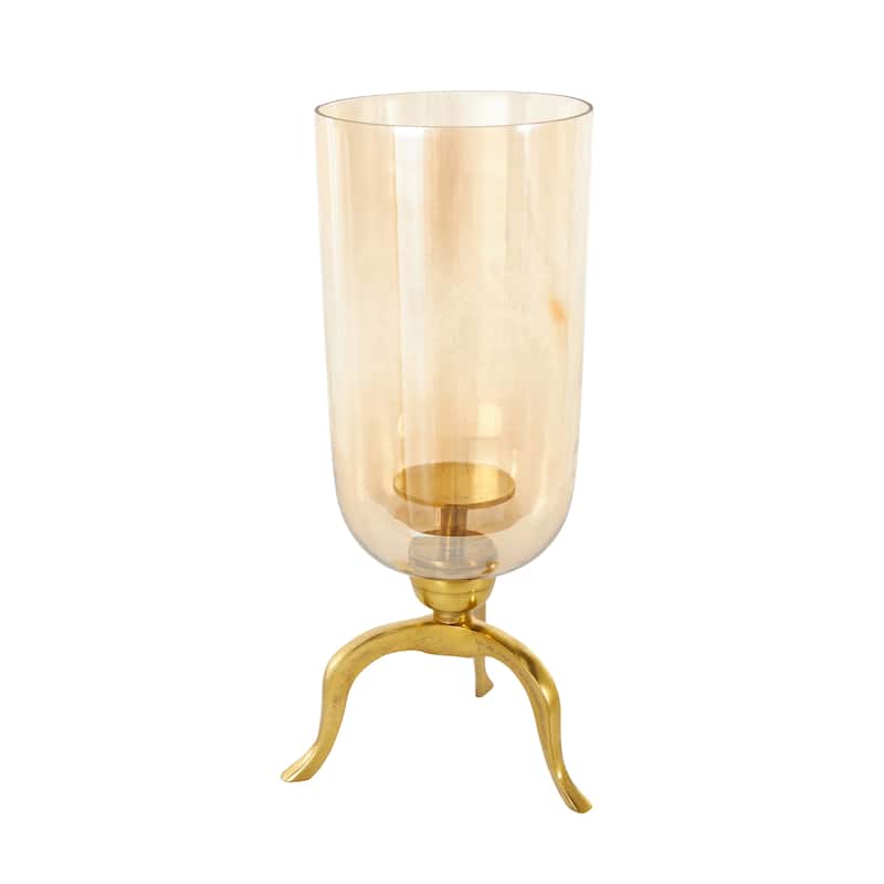Aluminum Metal Single Candle Hurricane Lamp - Gold - Roche River Decor