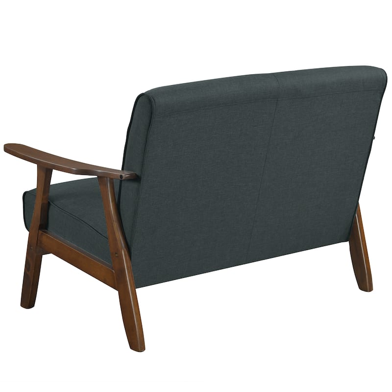 CraftPorch Wenge Wood Mid-Century Modern Linen Loveseat