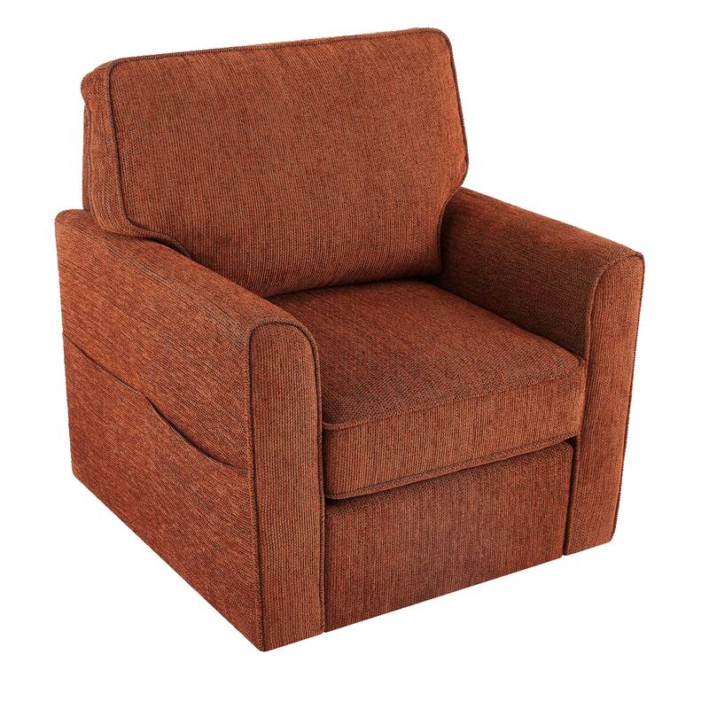 Round Lounge Chair Armchair Swivel Sofa Chair with Side Storage Pockets, Swivel Chair Accent Barrel Chair