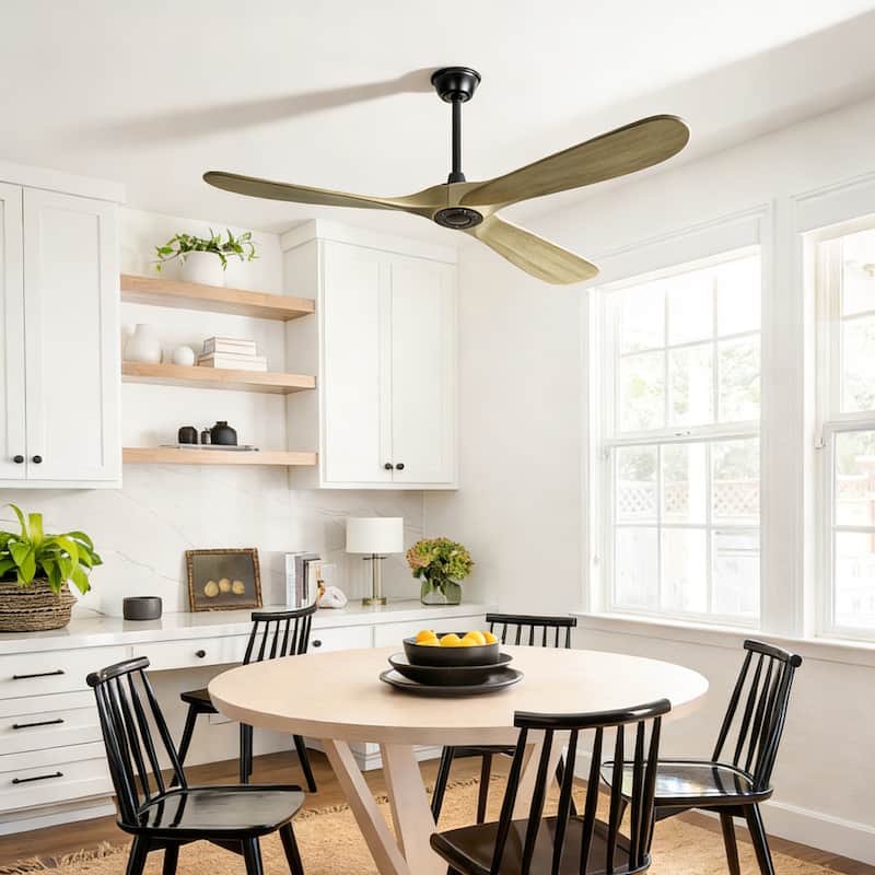 Sofucor 52/60/72 Inch Large Solid Wood Ceiling Fan without Light,With Wall Switch and Remote,for Patio,Living Room,Bedroom,Porch