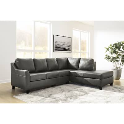 Signature Design by Ashley Valderno Black 2-Piece Sectional with Chaise - 112"W x 87"D x 39"H
