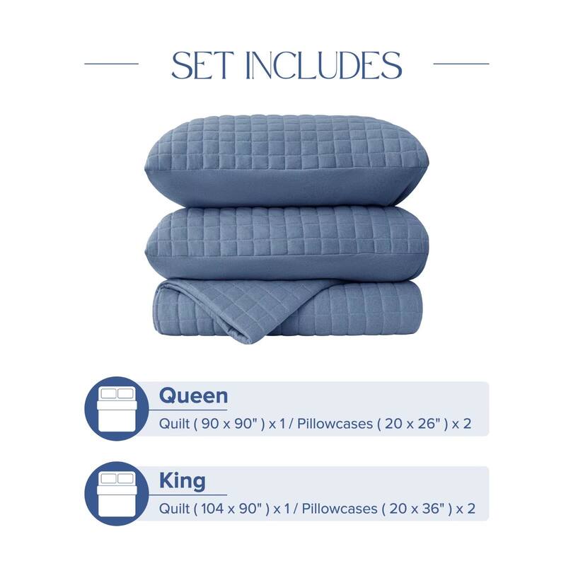 3-Piece Soft Jersey Knit Quilt Set