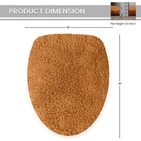 dimension image slide 14 of 17, Home Weavers Waterford Collection Cotton Toilet Lid Rug | Elastic Fit | Fit Most Standard Toilet Lid | 18"x18"