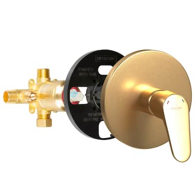 Tru-Temp Pressure Balanced Mixing Valve with Round Trim Brushed Gold