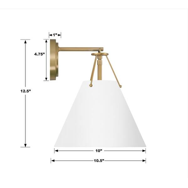 Xavier 1 Light Vibrant Gold + White Sconce