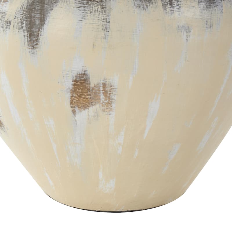 Ceramic Antique Style Pot Decorative Vase with Arched Handles - Cream - Roche River Decor