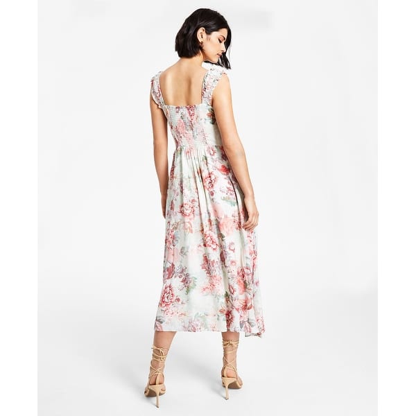knee length dresses for ladies GUESS - Chiffon Flounced Midi Dress | Tiered Chiffon Dress