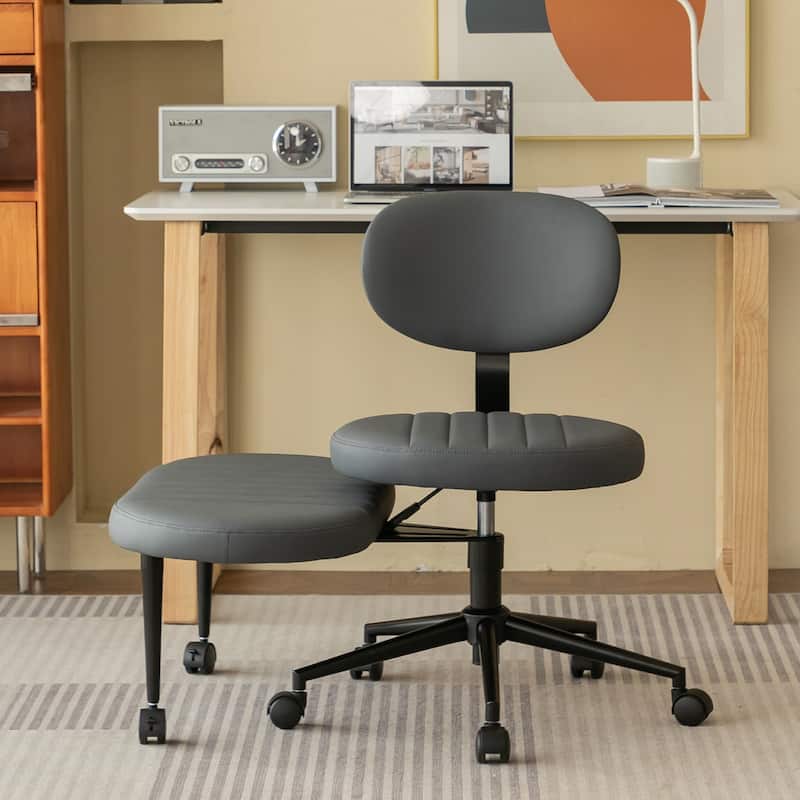 Ergonomic Office Chair-Multi-Position Cross Legged Design, Swivel Meditation Desk Chair with Back Support & Rolling Base