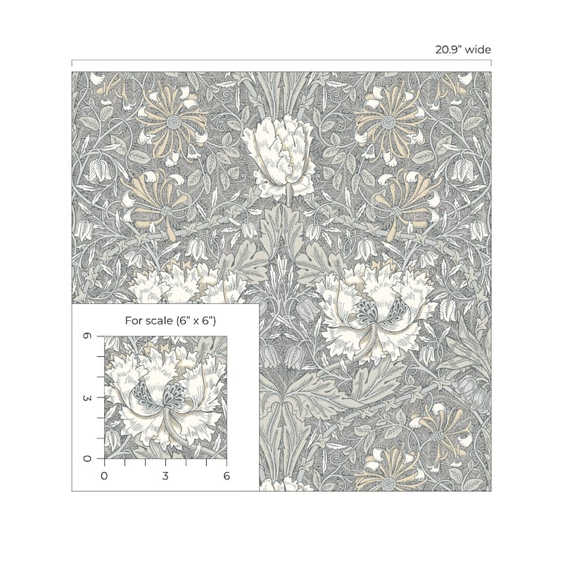 Seabrook Designs Ogee Flora Nonwoven Unpasted Wallpaper