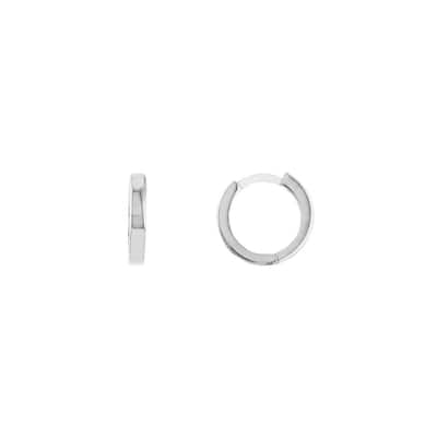 Curata 14k White Gold 10mm Square Tube Hinged Hoop Earrings