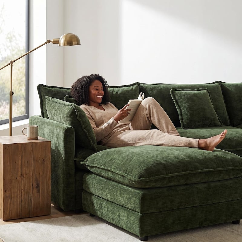Cloud Chenille Upholstered Modular Sectional Sofa with DIY Combination Design