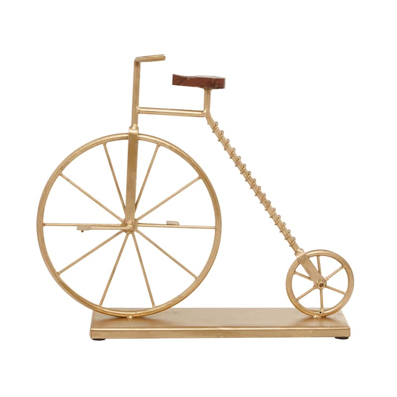 Gold Iron Traditional Sculpture Bicycle 15 x 17 x 4 - 17 x 4 x 15