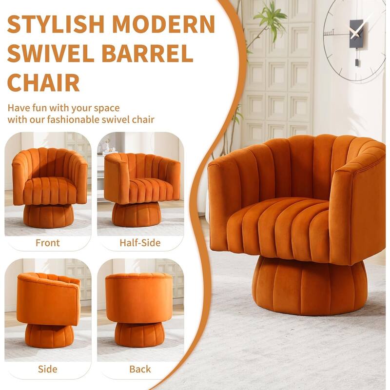 HOMYKA Swivel Accent Barrel Chair Cute Comfy Arm Chair