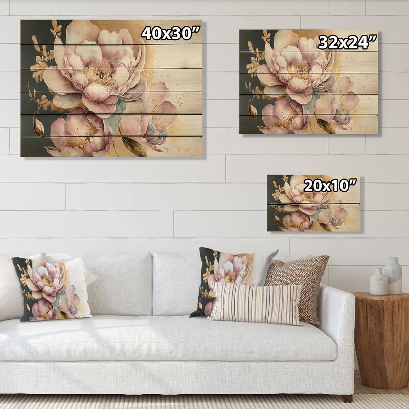 Designart 'Pink And Gold Orchid Flower II' Floral Orchid Wood Wall Art ...