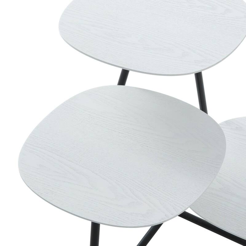 Hazelton Modern Multi Shelves Side Table MDF Wood Tabletop and Stanless Steel Frame Accent End Tables