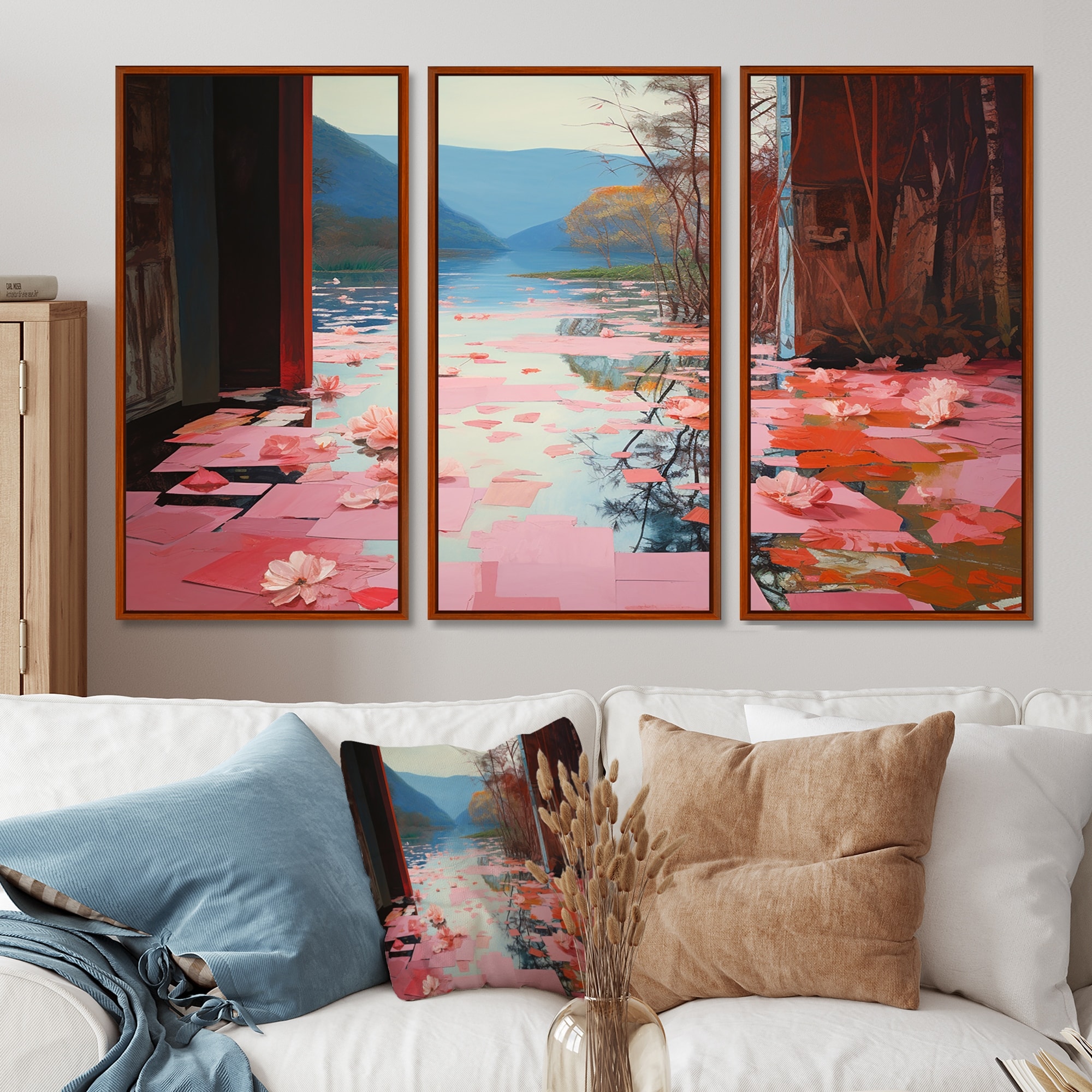 Designart - Serene Pink Lotus Lake Portal - Abstract Landscapes