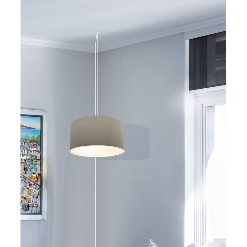 2 Light Swag Plug-In Pendant 14"w Light Oatmeal with Diffuser, White Cord - N/A