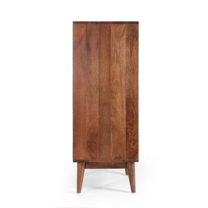 20" Rustic Wood Nightstand with 3 Drawers and Open Storage