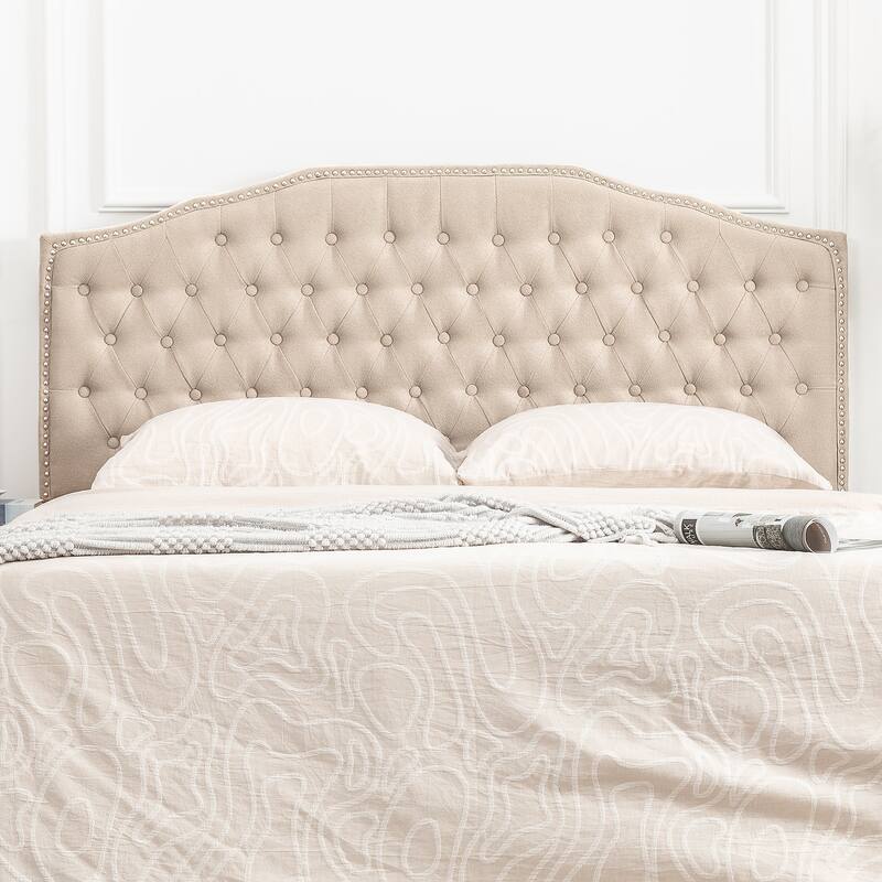 Adeco 64-Inch Upholstered Headboard with Adjustable Legs - Beige