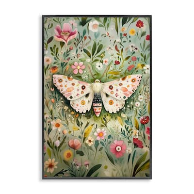 Stupell Floral Moth & Botanicals Framed Giclee Art Design By The Dutch Lady