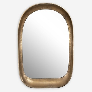 Handcrafted Bradano Arch Wall Mirror - 36" - Brass Tone