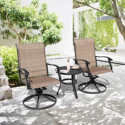 Outdoor 3-Piece Bistro Set, Textilene Fabric, Powder-Coated Iron Frame
