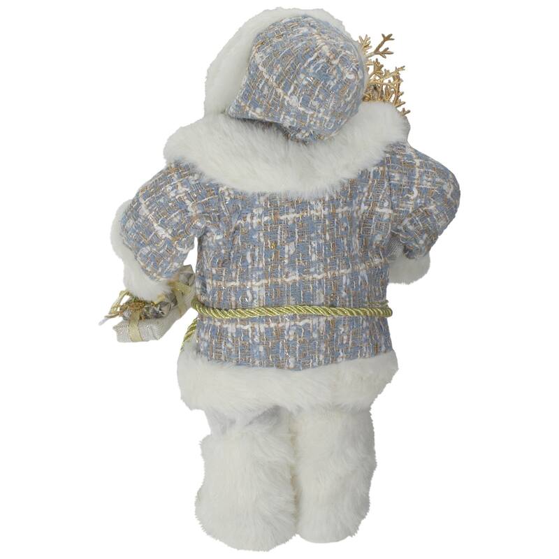 12" White Gold Santa Carrying a Full Sac Of Presents Figure